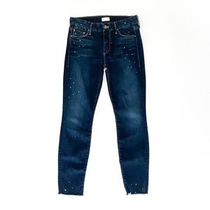 Mother Jeans The Looker Ankle Fray in All Work Paint Splatter Skinny